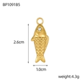 Gouden vis hanger detail met witte strass oog en fijne schubben textuur afmetingen - Wit Oog (BP1091B5)