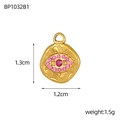 Pendentif cœur œil protecteur en acier doré et cristaux roses, mesure 1.3cm x 1.2cm - Pièce Rose (BP1032B1)