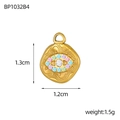 Pendentif œil de protection en acier inoxydable doré et pierres multicolores - Pièce Multicolore (BP1032B4)