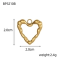 Detailed view of a golden heart pendant with bamboo texture and 2.0cm x 2.0cm dimensions - Golden Bamboo Texture Heart Pendant (BP3210B)