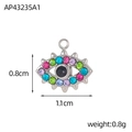 Pendentif œil porte-bonheur coloré en alliage argenté et strass pour bijoux personnalisés - Style Œil à Cils en Strass Coloré Argenté (AP43235A1)