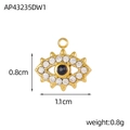 Pendentif œil maléfique en alliage doré avec cristaux, 0,8cm x 1,1cm pour bijoux DIY - Style Œil en Strass Blanc Doré (AP43235DW1)