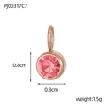 Pink birthstone letter charm in rose gold stainless steel, 0.8cm diameter, 1.5g weight - Steel-July Rose Red