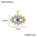 Vue détaillée du pendentif œil porte-bonheur doré avec cristaux bleus et largeur 1,1 cm - Style Œil en Strass Bleu Doré (AP43235DW2)