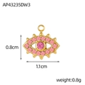 Pendentif œil en strass rose sur monture dorée avec dimensions et boucle d'attache - Style Œil en Strass Rose Doré (AP43235DW3)