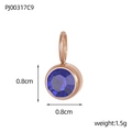 Rose gold round birthstone pendant with faceted dark blue zircon and top loop - Rose Gold-September Sapphire Blue