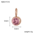 Rose gold birthday stone pendant with pink zircon, diameter 0.8cm, weight 1.5g - Rose Gold-October Pink