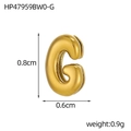 Detailed size view of an 18K gold-plated stainless steel hollow letter G pendant - 18K Bubble Letter-G