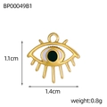 Pendentif œil maléfique doré avec émail, breloque de 1,4 cm pour création bijoux - Style Œil en Émail Noir et Blanc Doré (BP00049B1)