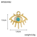 Gouden Evil Eye hanger met blauwe lakafwerking, 1,4 cm breed voor sieraden maken - Gouden Blauw & Witte Emaille Oog Stijl (BP00049B2)