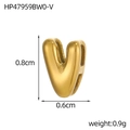 Detailed view of 18K gold plated hollow letter V pendant with dimensions 0.8cm by 0.6cm - 18K Bubble Letter-V