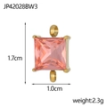 Rosafarbener rechteckiger Zirkonia Anhänger mit 1,7cm Höhe und 1,0cm Breite - Quadratischer Bernstein Champagner Zirkon Verbinder Stil (JP42028BW2)
