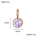Round purple amethyst birthstone pendant with rose gold plating and a closed bail loop - Rose Gold-February Light Purple