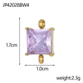 Detailansicht eines 1,7cm Lavendel-Zirkon-Anhängers mit goldener Vier-Krallen-Fassung - Quadratischer Lavendel Zirkon Verbinder Stil (JP42028BW4)