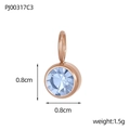 Rose gold stainless steel birthstone pendant with light blue zircon and 0.8cm diameter - Rose Gold-March Light Blue