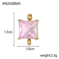 Rosa quadratischer Zirkonia-Anhänger mit vergoldeter Basis und zwei Ringen, 1.7cm - Quadratischer Hellrosa Zirkon Verbinder Stil (JP42028BW5)