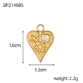 Vue détaillée de la taille du pendentif cœur doré avec zircon et tournesol - Style Cœur Tournesol en Strass Blanc Doré (BP2146B5)