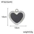 Black heart-shaped stainless steel pendant with silver textured border and hanging loop - Silver Black Textured Heart Pendant (YP18235A1F0)