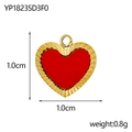 Detailed close-up of a red heart-shaped pendant with a gold pleated border and loop - Gold Red Textured Heart Pendant (YP18235D3F0)