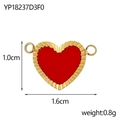 Vue détaillée du pendentif coeur rouge dimensions 1,6cm x 1,0cm avec bord doré - Connecteur Cœur Or Rouge (YP18237D3F0)