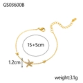 Detailed macro view of 18K gold starfish bracelet featuring micro-pave zirconia pendants - White Rhinestone Starfish Fine Bracelet (GS03600B)