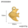 Ciondolo a forma di pesce in acciaio inossidabile dorato con trama a scaglie e misure - Stile Pesce Tropicale (BP000088BW)