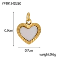 Pendentif cœur doré avec zircon et incrustation de nacre, breloque de 0,9 cm - Petit Pendentif Cœur Or Blanc (YP19134D2E0)