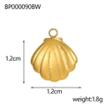 Detailed view of a golden shell pendant with 1.2cm size measurements and weight info - Shell Shape Style (BP000090BW)