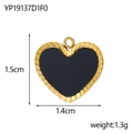 Détail du pendentif en forme de cœur, émail noir et bordure dorée avec dimensions - Grand Cœur Radiant Or Noir (YP19137D1F0)