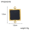 Pendentif carré doré avec centre noir et texture radiale, hauteur 1,7 cm pour bijoux - Connecteur Carré Or Noir (YP18241D1F0)