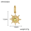 Detailed macro view showing dimensions of a vintage star pendant with green turquoise stone - Starburst - Green (HP41018D4)