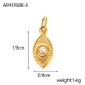 Dettaglio di un ciondolo a forma di occhio dorato con perla, misura 1,9 cm x 0,9 cm - Stile Occhio con Perline (AP41768B-3)
