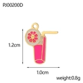 Ciondolo a forma di tazza rosa con limone per gioielli fai-da-te, pendente in metallo 1,2cm - Stile Bicchiere da Bibita (PJ00200D)