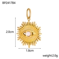 Dettaglio del ciondolo occhio del male dorato con pietra bianca per gioielli fai da te - Stile Radiale del Sole (BP2417B4)