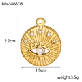 Ciondolo malocchio dorato in acciaio inossidabile con strass 2.2cm per 1.9cm - Stile Tondo a Linee Radiali (BP43868D3)