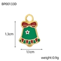 Vue détaillée du pendentif cloche de Noël en émail avec dimensions de 1,3 cm par 1,1 cm - Clochette de Noël Dorée (BP00133D)