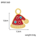 Vue détaillée du pendentif bonnet de Noël en émail rouge avec dimensions 1,3x1,0cm - Chapeau de Noël Doré (BP00136D)
