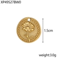 Detailopname van een gouden zonnebloem hanger van 1,5cm met reliëf en 3,0g gewicht - Madeliefje Reliëf Stijl (XP49527BW0)