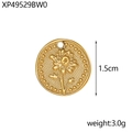 Macro shot of 1.5cm vintage gold flower coin pendant with detailed chrysanthemum embossing - Chrysanthemum Embossed Style (XP49529BW0)