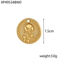 Detail view of 1.5cm gold rose pendant necklace showing 3.0g weight and size dimensions - Rose Embossed Style (XP49534BW0)
