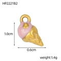 Close-up of pink ice cream pendant with golden cone detail and size measurements - Pink Glitter Ice Cream Style (HP2221B2)