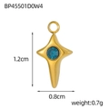 Detailed size view of gold star charm with blue stone, 1.2cm x 0.8cm jewelry accessory - Four-pointed Star With Blue Zircon (BP45501D0W4)