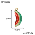 Detail view of 2.0x0.7cm stainless steel watermelon charm with red and green enamel - Standard Watermelon Style (HP1866B2)
