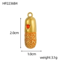Detailed dimension drawing showing 2.0cm height and 1.0cm width of capsule star pendant - Orange-Red Triangle Gem Orange Texture Capsule (HP2236B4)