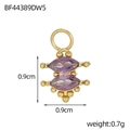Detail eines 0,9 cm großen goldenen Edelstahl-Anhängers mit lila Zirkoniasteinen - Violetter Marquise-Zirkonia-Stil (BF44389DW5)