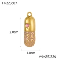 Detailed size view of a gold capsule pendant with pink enamel and star gemstone detail - Pinkish Triangle Gem Pink Texture Capsule (HP2236B7)