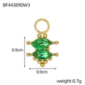 Macro shot of gold stainless steel pendant with green marquise stones and bead details - Green Marquise Zirconia Style (BF44389DW3)