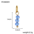 Dettaglio di un elegante ciondolo dorato con tre cristalli blu sfaccettati per gioielli fai da te - Stile Perline Blu Scuro (YP2880D9)