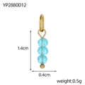 Dettaglio del ciondolo in cristallo azzurro da 1,4 cm con anello d'oro e dimensioni - Stile con Perline Celeste (YP2880D12)