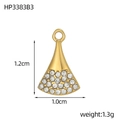 Makroaufnahme Goldfächer-Anhänger mit Mikrozirkonia, Maße 1,2 cm Höhe und 1,0 cm Breite - Weißer Pave-Fächer-Stil (HP3383B3)